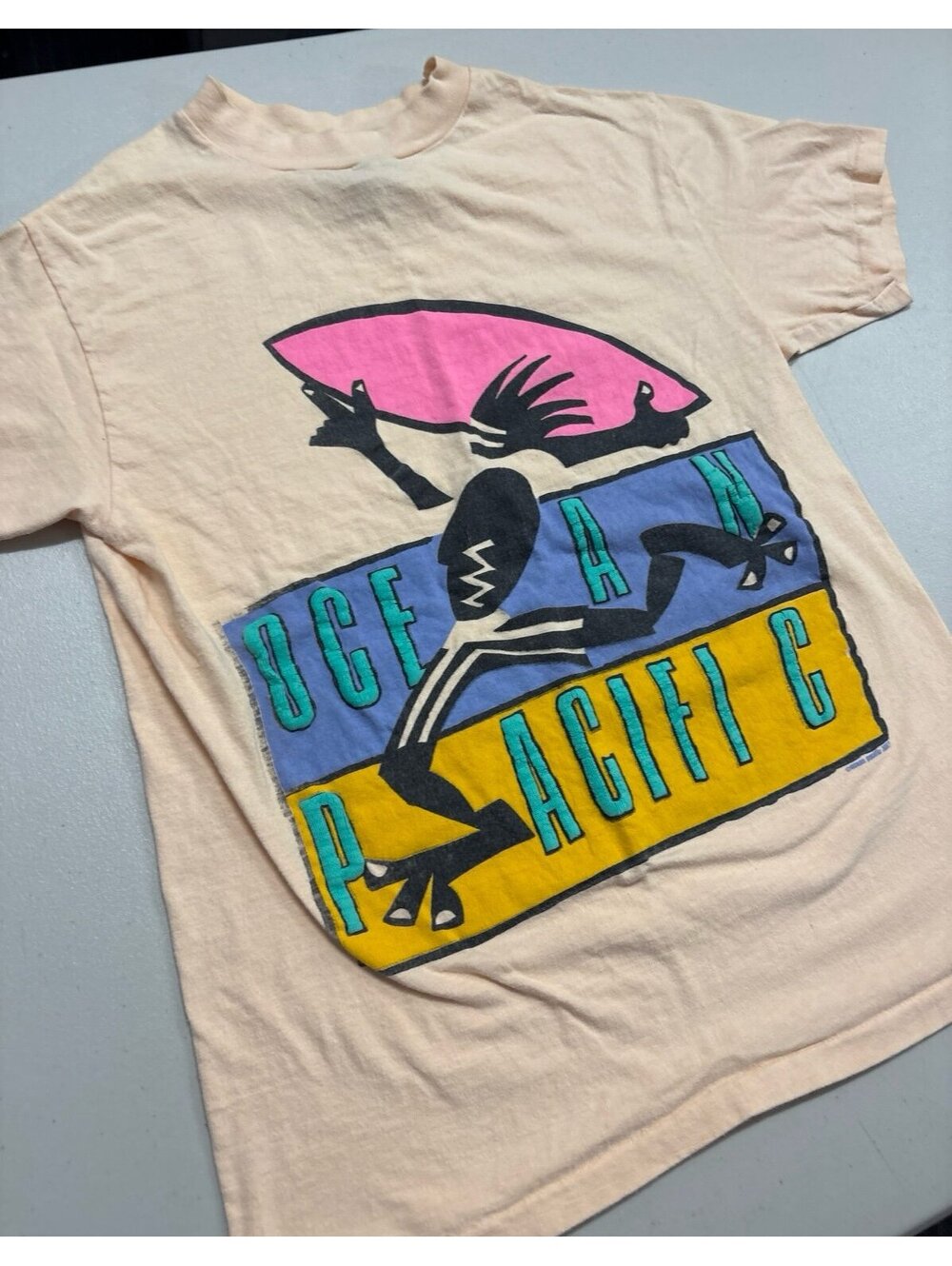 Vintage 1987 Ocean Pacific OP Surfer T-Shirt Sz M Made in USA Retro Surf Graphic